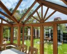 luxury seasoned oak conservatory t-shaped gable