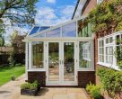 luxury wooden conservatory t-shaped gable