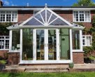 seasoned oak conservatory t-shaped gable